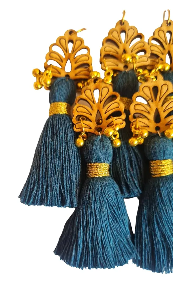 Prussian_Blue_Cotton_Handmade_Mini_Tassels_With_Wood_Leaf_&_Ghungroo_,_Pack_Of_10