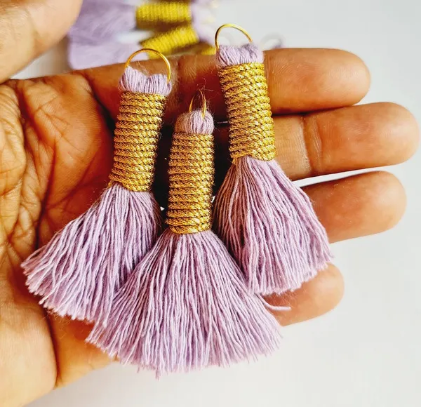 Mini_Cotton_Handmade_Tassels_With_Zari_Winding,_Pack_Of_10_(Lavender)