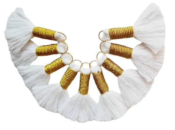 Handmade_Mini_Cotton_Tassels_with_Zari_Winding,_Pack_of_10_(White)