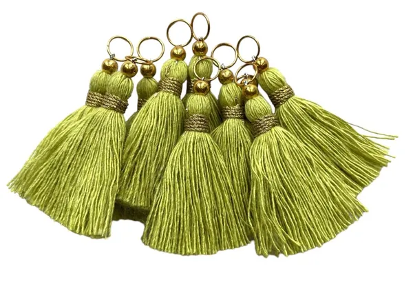 Micro_1.5_inch_Length_Cotton_Handmade_Tassels_for_Saree/Blouse/Dupatta/DIY/Decor_(Pack_of_12)_(Olive_Green)