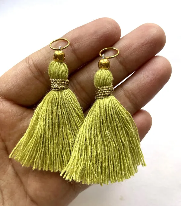 Micro_1.5_inch_Length_Cotton_Handmade_Tassels_for_Saree/Blouse/Dupatta/DIY/Decor_(Pack_of_12)_(Olive_Green)