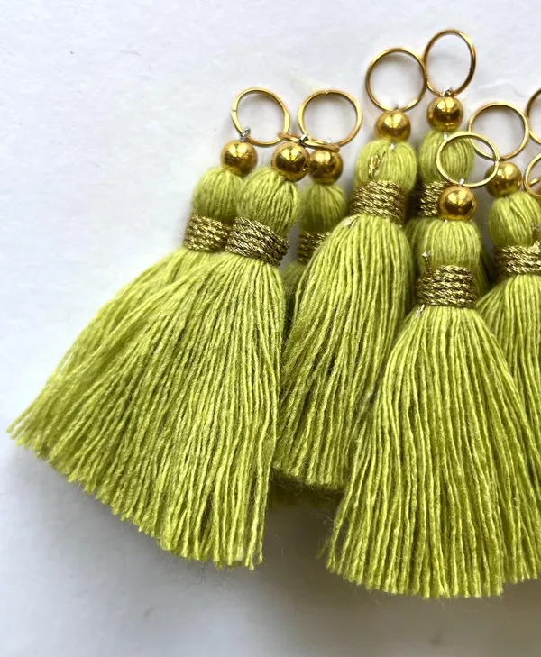 Micro_1.5_inch_Length_Cotton_Handmade_Tassels_for_Saree/Blouse/Dupatta/DIY/Decor_(Pack_of_12)_(Olive_Green)