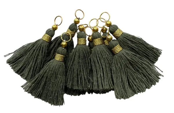 Micro_1.5_inch_Length_Cotton_Handmade_Tassels_for_Saree/Blouse/Dupatta/DIY/Decor_(Pack_of_12)_(Military_Green)