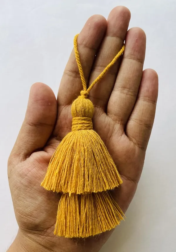 Plain__Long_Handmade_Two-Tier_Cotton_Tassels_(Pack_of_5,_Mustard)