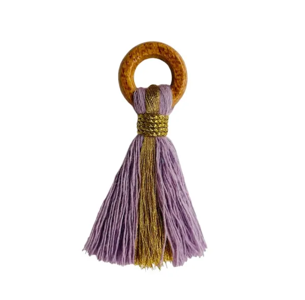 Lavender_Cotton_Handmade_Mini_Tassels_With_Mini_Ring_&_Gold_Zari_,__Pack_Of_10