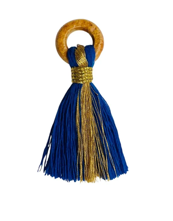 Royal_Blue_Cotton_Handmade_Mini_Tassels_With_Mini_Ring_&_Gold_Zari_,__Pack_Of_10