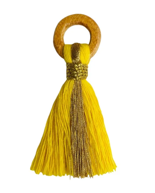 Bright_Yellow_Cotton_Handmade_Mini_Tassels_With_Mini_Ring_&_Gold_Zari_,__Pack_Of_10
