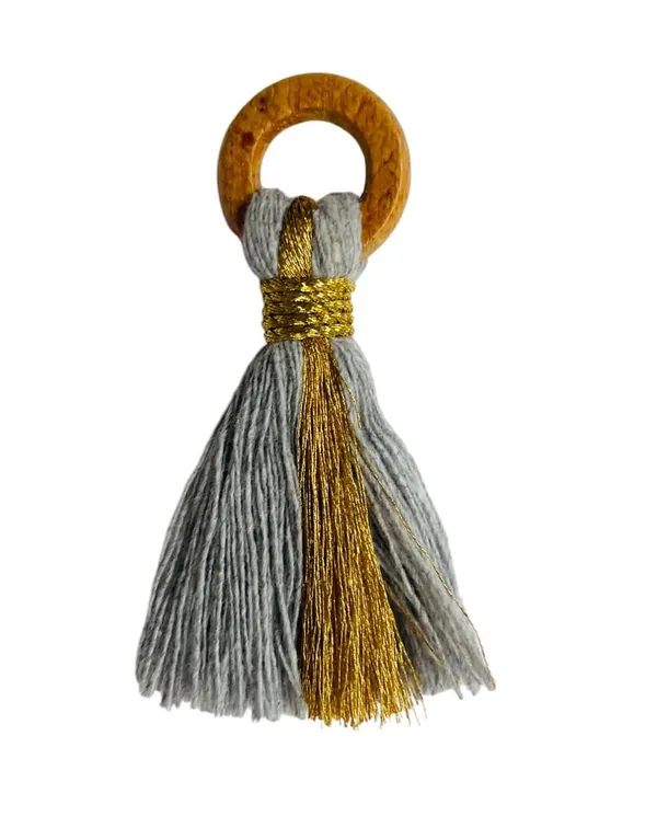 Grey_Cotton_Handmade_Mini_Tassels_With_Mini_Ring_&_Gold_Zari_,__Pack_Of_10