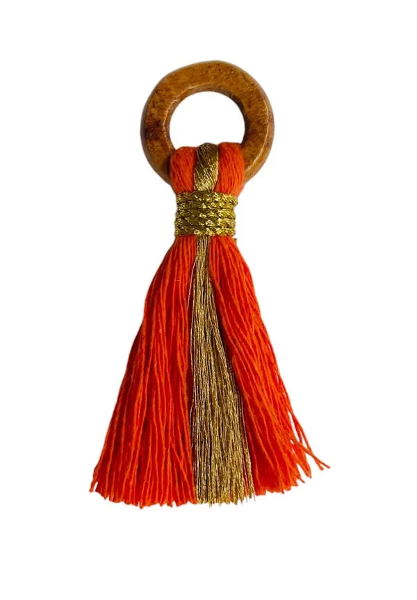 Orange_Cotton_Handmade_Mini_Tassels_With_Mini_Ring_&_Gold_Zari_,__Pack_Of_10