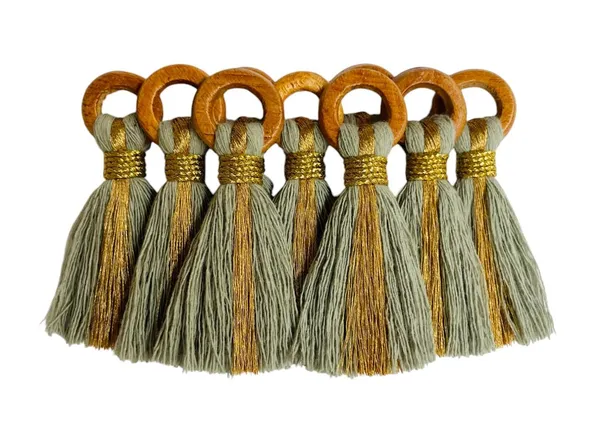 Seagreen_Cotton_Handmade_Mini_Tassels_With_Mini_Ring_&_Gold_Zari_,__Pack_Of_10