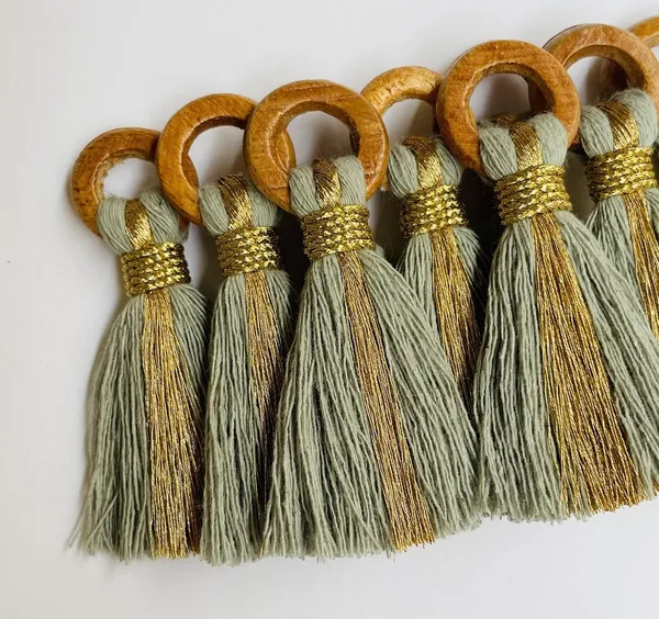Seagreen_Cotton_Handmade_Mini_Tassels_With_Mini_Ring_&_Gold_Zari_,__Pack_Of_10