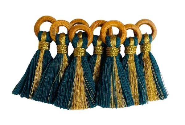 Prussian_Blue_Cotton_Handmade_Mini_Tassels_With_Mini_Ring_&_Gold_Zari_,__Pack_Of_10