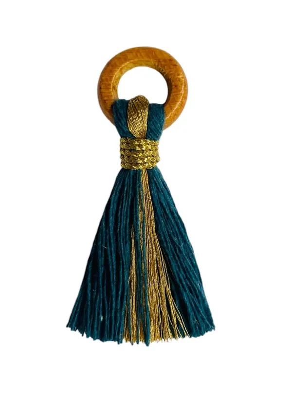 Prussian_Blue_Cotton_Handmade_Mini_Tassels_With_Mini_Ring_&_Gold_Zari_,__Pack_Of_10