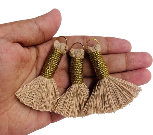Mini_Cotton_Handmade_Tassels_With_Zari_Winding,_Pack_Of_10_(Light_Beige)