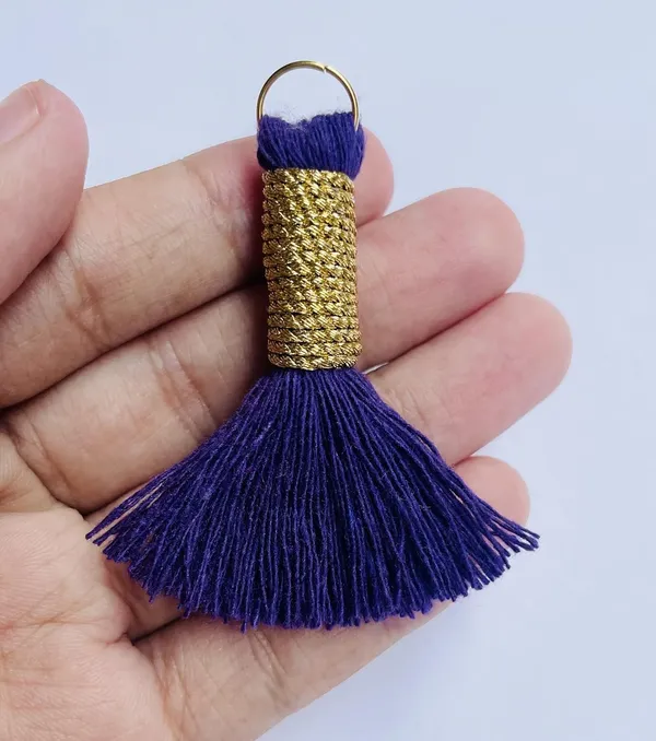Mini_Cotton_Handmade_Tassels_With_Zari_Winding,_Pack_Of_10_(Dark_Purple)