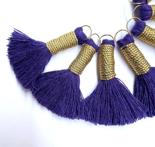 Mini_Cotton_Handmade_Tassels_With_Zari_Winding,_Pack_Of_10_(Dark_Purple)