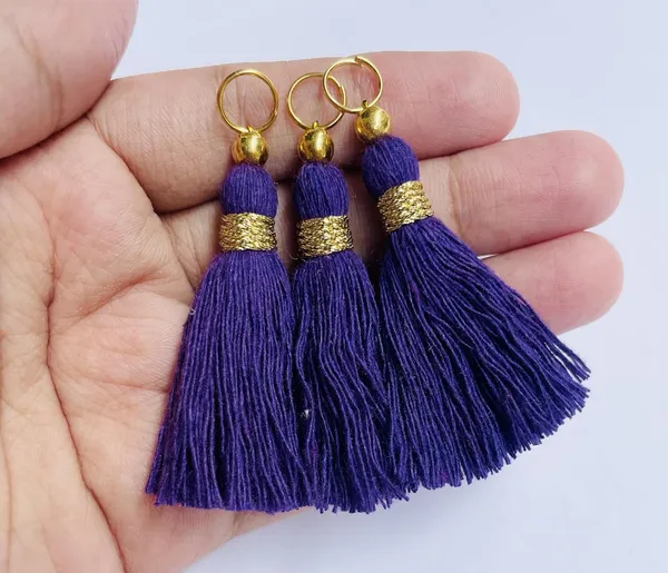 Micro_1.5_inch_Length_Cotton_Handmade_Tassels_for_Saree/Blouse/Dupatta/DIY/Decor_(Pack_of_12)_(Dark_Purple)