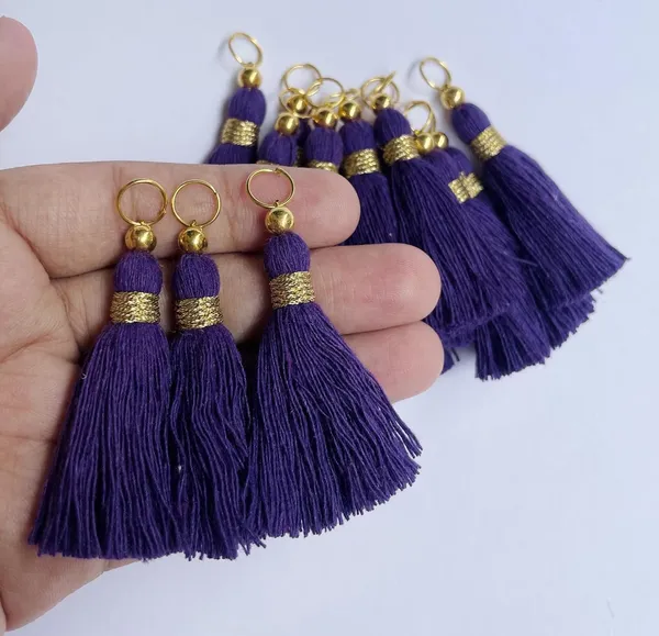 Micro_1.5_inch_Length_Cotton_Handmade_Tassels_for_Saree/Blouse/Dupatta/DIY/Decor_(Pack_of_12)_(Dark_Purple)