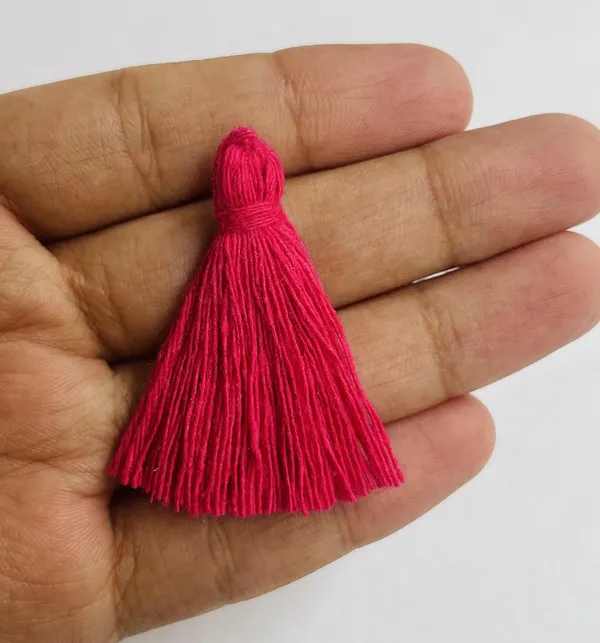 Plain_Solid_Micro_1.5_inch_Cotton_Tassels_for_Saree/Dupatta/Runners_&_DIY_Projects_(Dark_Pink,_Pack_of_25_pcs)