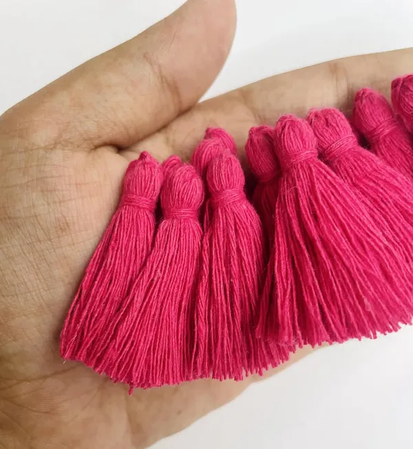 Plain_Solid_Micro_1.5_inch_Cotton_Tassels_for_Saree/Dupatta/Runners_&_DIY_Projects_(Dark_Pink,_Pack_of_25_pcs)