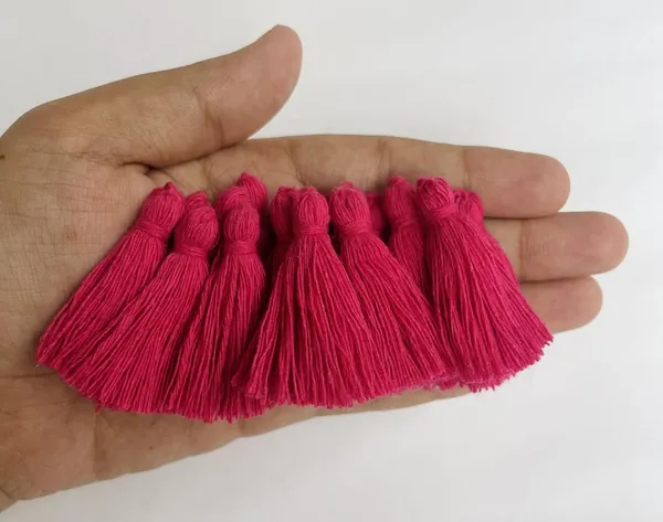Plain_Solid_Micro_1.5_inch_Cotton_Tassels_for_Saree/Dupatta/Runners_&_DIY_Projects_(Dark_Pink,_Pack_of_25_pcs)