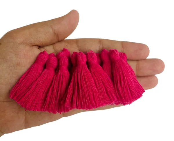 Plain_Solid_Micro_1.5_inch_Cotton_Tassels_for_Saree/Dupatta/Runners_&_DIY_Projects_(Dark_Pink,_Pack_of_25_pcs)