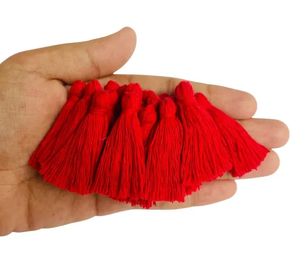 Plain_Solid_Micro_1.5_inch_Cotton_Tassels_for_Saree/Dupatta/Runners_&_DIY_Projects_(Red,_Pack_of_25_pcs)