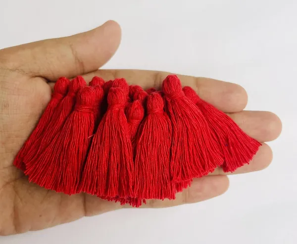 Plain_Solid_Micro_1.5_inch_Cotton_Tassels_for_Saree/Dupatta/Runners_&_DIY_Projects_(Red,_Pack_of_25_pcs)