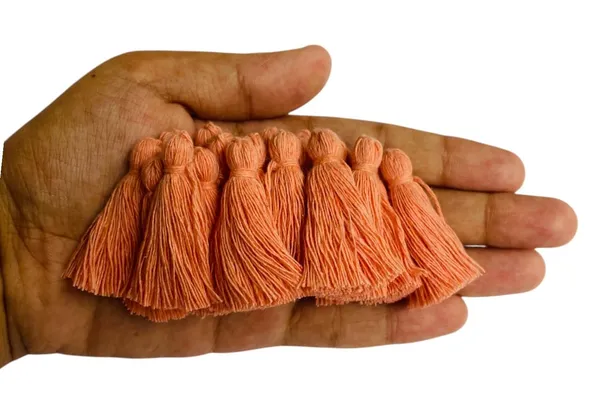 Plain_Solid_Micro_1.5_inch_Cotton_Tassels_for_Saree/Dupatta/Runners_&_DIY_Projects_(Peach,_Pack_of_25_pcs)