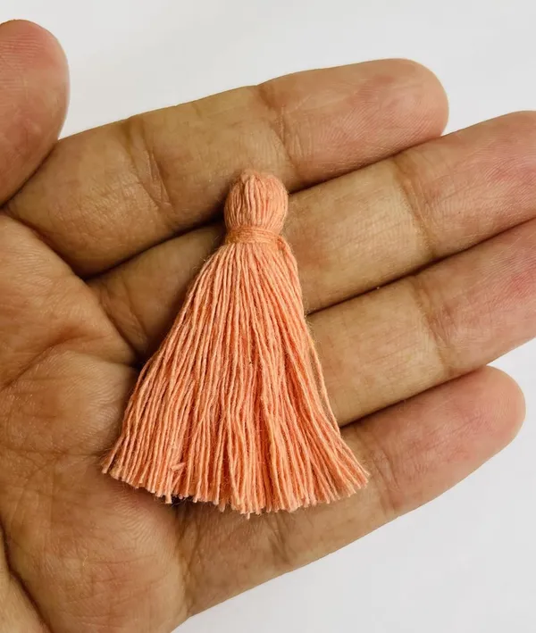 Plain_Solid_Micro_1.5_inch_Cotton_Tassels_for_Saree/Dupatta/Runners_&_DIY_Projects_(Peach,_Pack_of_25_pcs)