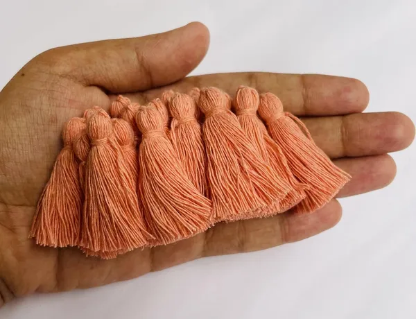 Plain_Solid_Micro_1.5_inch_Cotton_Tassels_for_Saree/Dupatta/Runners_&_DIY_Projects_(Peach,_Pack_of_25_pcs)