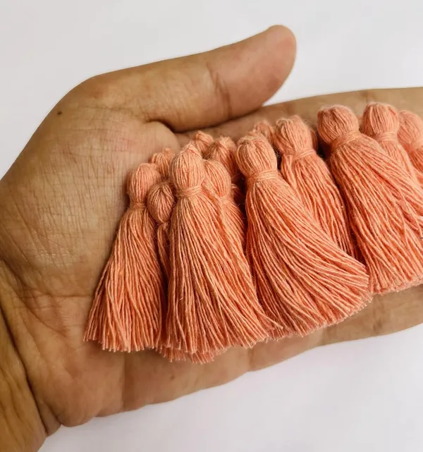 Plain_Solid_Micro_1.5_inch_Cotton_Tassels_for_Saree/Dupatta/Runners_&_DIY_Projects_(Peach,_Pack_of_25_pcs)
