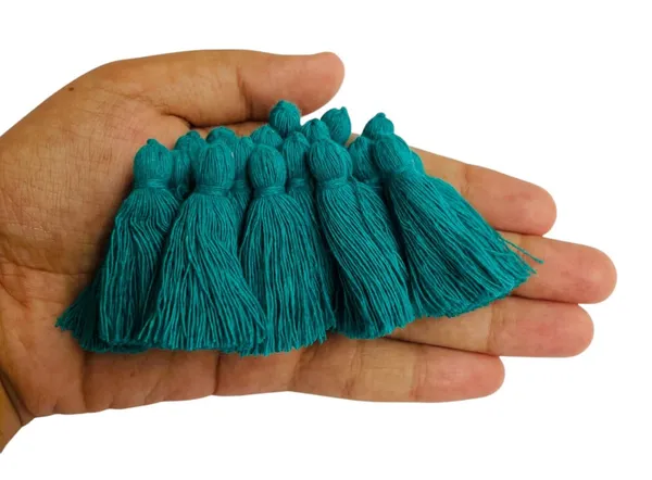 Plain_Solid_Micro_1.5_inch_Cotton_Tassels_for_Saree/Dupatta/Runners_&_DIY_Projects_(Aqua_Blue,_Pack_of_25_pcs)