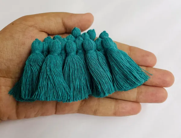 Plain_Solid_Micro_1.5_inch_Cotton_Tassels_for_Saree/Dupatta/Runners_&_DIY_Projects_(Aqua_Blue,_Pack_of_25_pcs)
