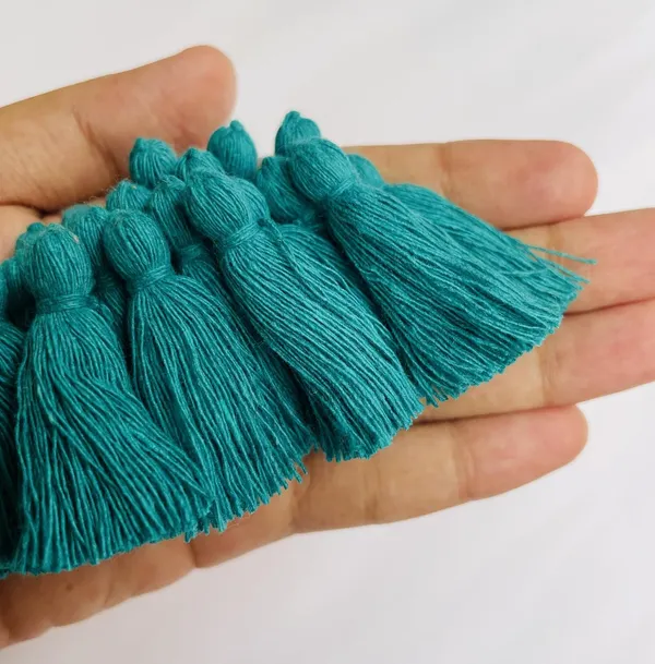 Plain_Solid_Micro_1.5_inch_Cotton_Tassels_for_Saree/Dupatta/Runners_&_DIY_Projects_(Aqua_Blue,_Pack_of_25_pcs)