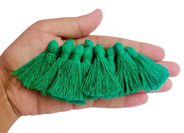 Plain_Solid_Micro_1.5_inch_Cotton_Tassels_for_Saree/Dupatta/Runners_&_DIY_Projects_(Dark_Green_,_Pack_of_25_pcs)