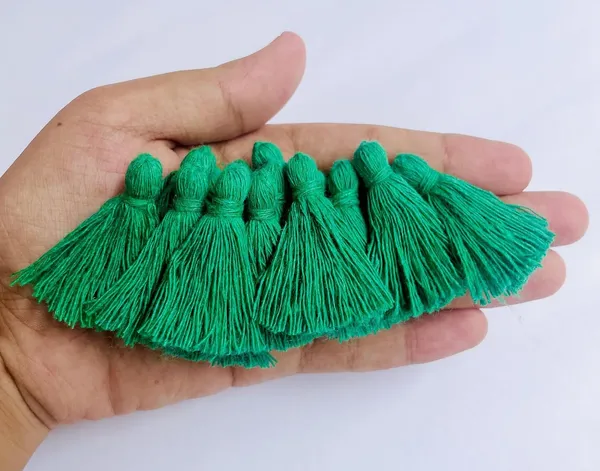 Plain_Solid_Micro_1.5_inch_Cotton_Tassels_for_Saree/Dupatta/Runners_&_DIY_Projects_(Dark_Green_,_Pack_of_25_pcs)