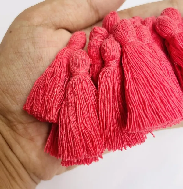 Plain_Solid_Micro_1.5_inch_Cotton_Tassels_for_Saree/Dupatta/Runners_&_DIY_Projects_(Flamingo_Pink,_Pack_of_25_pcs)