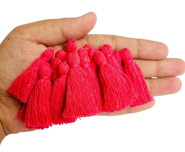 Plain_Solid_Micro_1.5_inch_Cotton_Tassels_for_Saree/Dupatta/Runners_&_DIY_Projects_(Flamingo_Pink,_Pack_of_25_pcs)