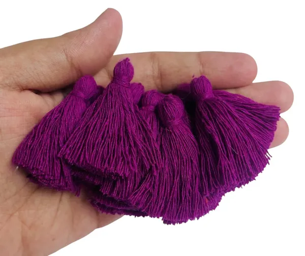 Plain_Solid_Micro_1.5_inch_Cotton_Tassels_for_Saree/Dupatta/Runners_&_DIY_Projects_(Purple,_Pack_of_25_pcs)