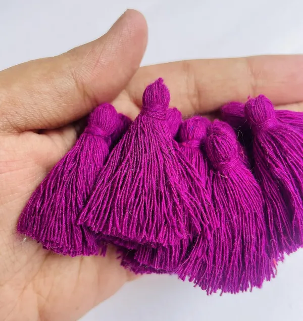 Plain_Solid_Micro_1.5_inch_Cotton_Tassels_for_Saree/Dupatta/Runners_&_DIY_Projects_(Purple,_Pack_of_25_pcs)