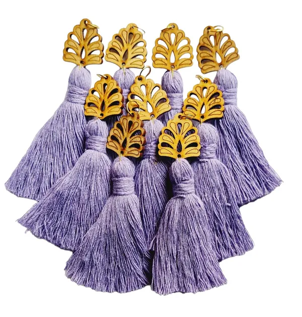 Lavender_Mini_Cotton_Handmade__Tassels_with_wooden_leaf_,_Pack_of_10