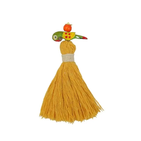 Mini_Cotton_Tassels_with_Parrots_(Pack_of_10)_(Mustard)