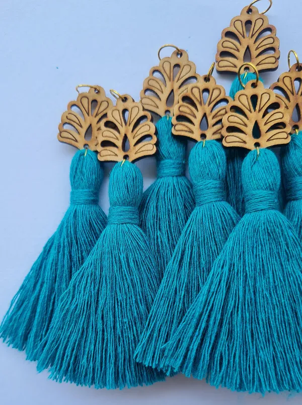 Aqua_Blue_Mini_Cotton_Handmade__Tassels_with_wooden_leaf_,_Pack_of_10