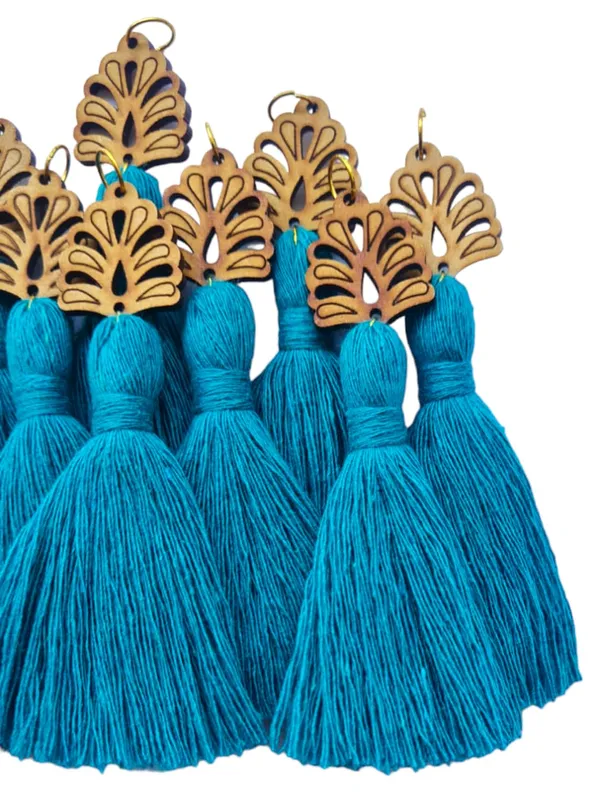 Aqua_Blue_Mini_Cotton_Handmade__Tassels_with_wooden_leaf_,_Pack_of_10