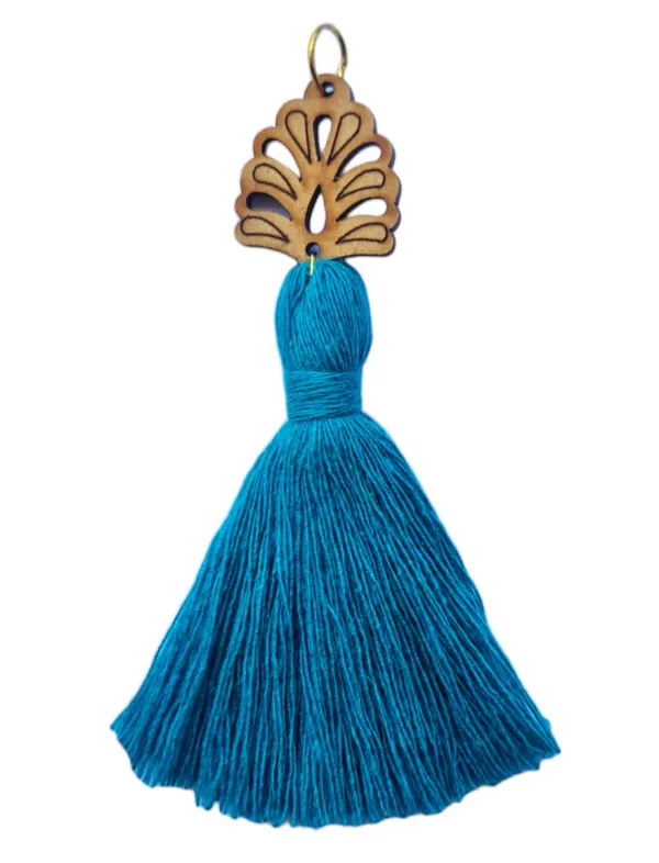 Aqua_Blue_Mini_Cotton_Handmade__Tassels_with_wooden_leaf_,_Pack_of_10
