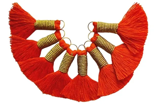 Mini_Cotton_Handmade_Tassels_With_Zari_Winding,_Pack_Of_10_(Orange)