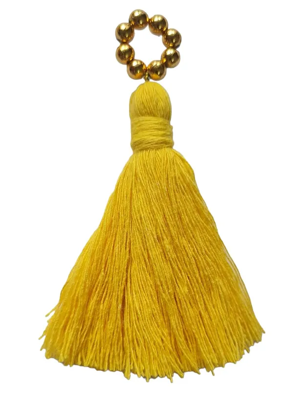 Mini_Cotton_Tassels_with_Golden_Pearls_for_Saree/Blouse/Dupatta/DIY/Decor,_Pack_of_10_(Bright_Yellow)