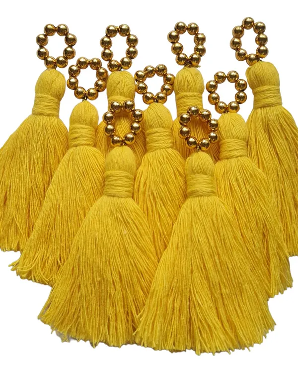 Mini_Cotton_Tassels_with_Golden_Pearls_for_Saree/Blouse/Dupatta/DIY/Decor,_Pack_of_10_(Bright_Yellow)