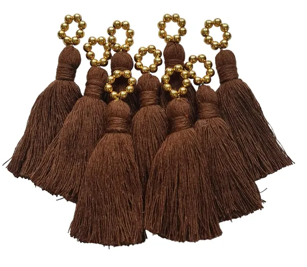 Mini_Cotton_Tassels_with_Golden_Pearls_for_Saree/Blouse/Dupatta/DIY/Decor,_Pack_of_10_(Chocolate_Brown)